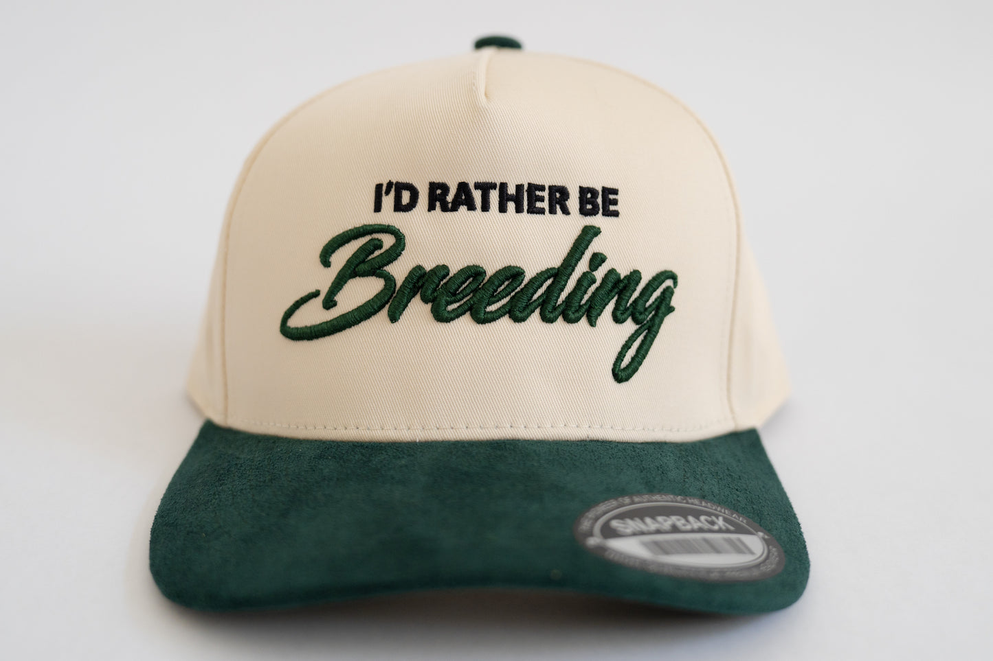 Premium Snapback - Hunter Green Suede & Cream