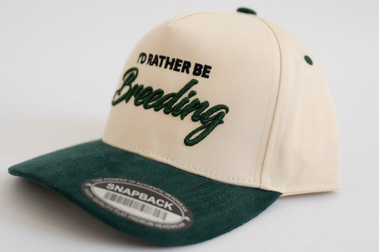 Premium Snapback - Hunter Green Suede & Cream